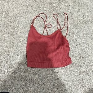 red cropped tank top